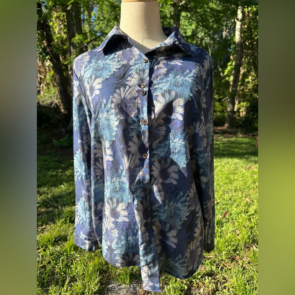 Floral Blue Women’s Button down Shirt